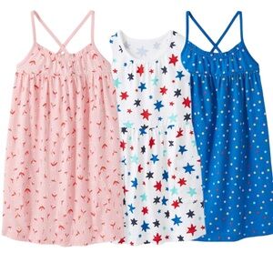 3 Hanna Andersson Dresses US 3, Soft Knit Pink Baltic Blue, Pocket Summer Stars